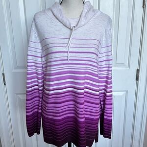 T by Talbots funnel neck ombré stripe pullover. Never worn!